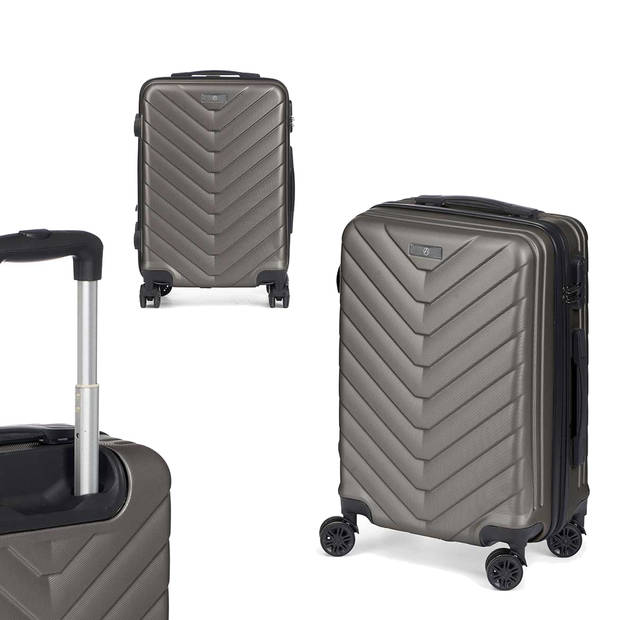 Cabine handbagage reis trolley koffer - zwenkwielen - 57 x 38 x 23 cm - 48 liter - antraciet - Handbagage koffers