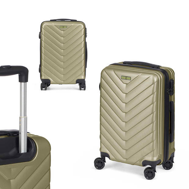 Cabine handbagage reis trolley koffer - zwenkwielen - 57 x 38 x 23 cm - 48 liter - groen - Handbagage koffers