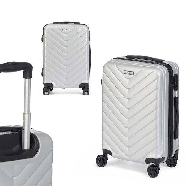 Cabine handbagage reis trolley koffer - zwenkwielen - 57 x 38 x 23 cm - 48 liter - zilvergrijs - Handbagage koffers