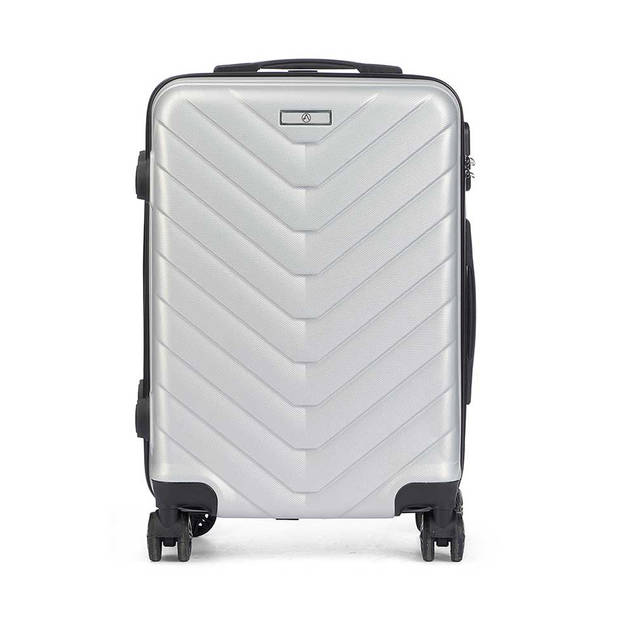 Cabine handbagage reis trolley koffer - zwenkwielen - 57 x 38 x 23 cm - 48 liter - zilvergrijs - Handbagage koffers