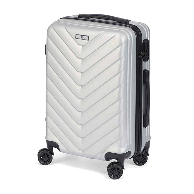 Cabine handbagage reis trolley koffer - zwenkwielen - 57 x 38 x 23 cm - 48 liter - zilvergrijs - Handbagage koffers