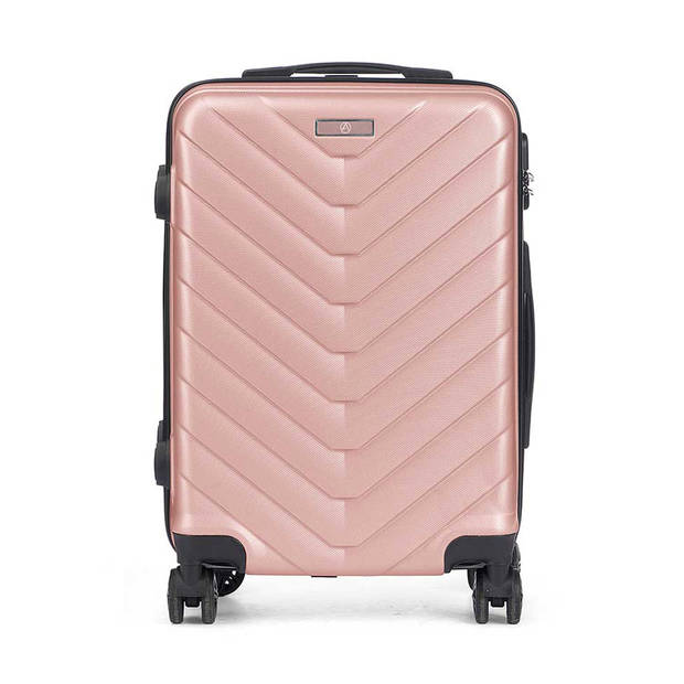 Cabine handbagage reis trolley koffer - zwenkwielen - 57 x 38 x 23 cm - 48 liter - roze - Handbagage koffers