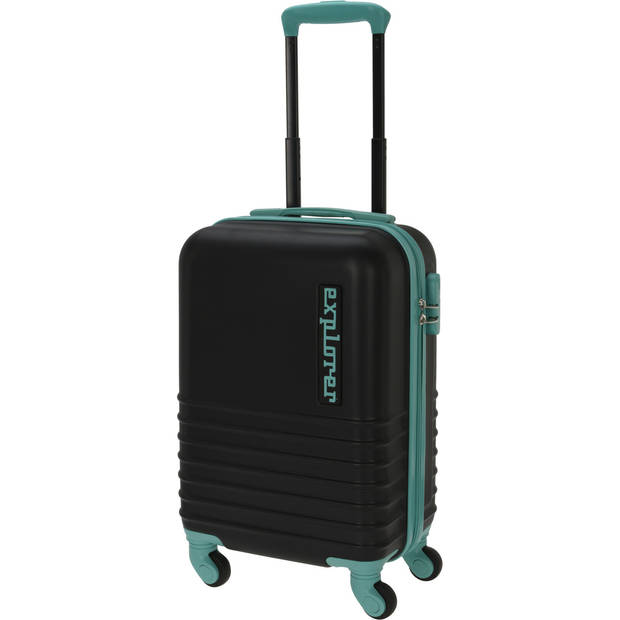 Cabine handbagage reis trolley koffer - zwenkwielen - 34 x 22 x 52 cm - 30 liter - zwart/mint - Handbagage koffers