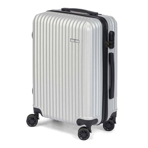 Cabine handbagage reis trolley koffer - zwenkwielen - 57 x 38 x 23 cm - 48 liter - zilvergrijs - Handbagage koffers