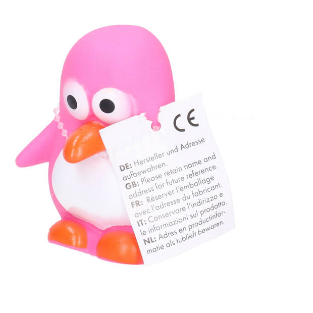 Rubber badeendje/pinguin - 3x - Classic roze - badkamer fun artikelen - size 6 cm - kunststof - Badeendjes