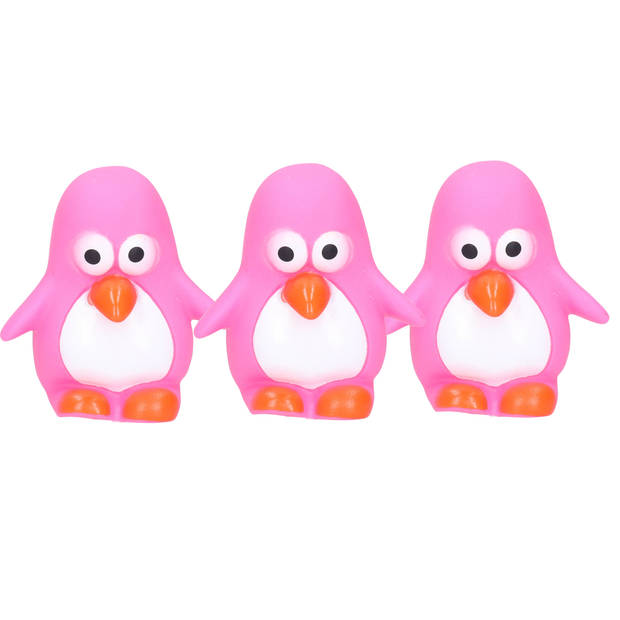 Rubber badeendje/pinguin - 3x - Classic roze - badkamer fun artikelen - size 6 cm - kunststof - Badeendjes