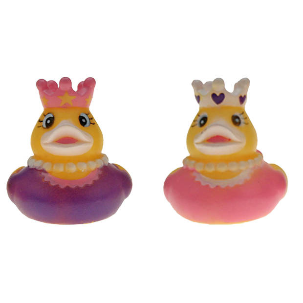 Badeendjes prinses - rubber - 2 stuks - roze en paars - 5 cm - bad speelgoed - Badeendjes