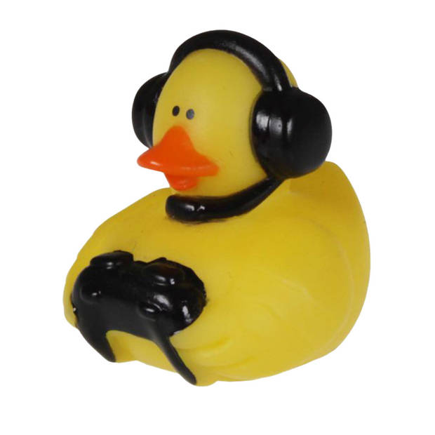 Rubber badeendje gamer - 3x - zwart - badkamer fun artikelen - size 5 cm - kunststof - Badeendjes