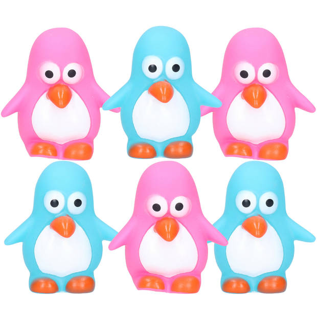 Rubber badeendjes/pinguins - 6x stuks - badkamer fun artikelen - size 6 cm - kunststof - kleurenmix - Badeendjes