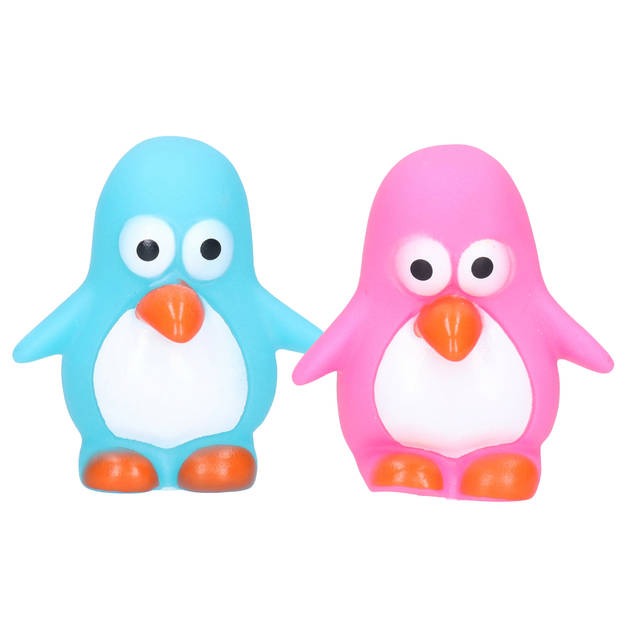 Pinguin/badeendjes - rubber - 2 stuks - roze en blauw - 6 cm - bad speelgoed - Badeendjes