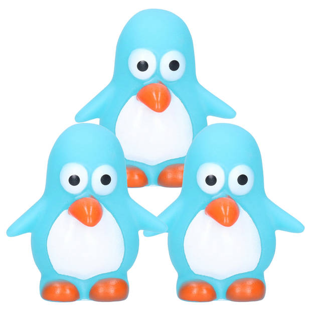 Rubber badeendje/pinguin - 3x - Classic blauw - badkamer fun artikelen - size 6 cm - kunststof - Badeendjes