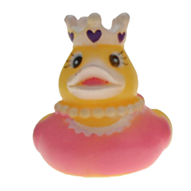 Rubber badeendje prinses - 3x - roze - badkamer fun artikelen - size 5 cm - kunststof - Badeendjes