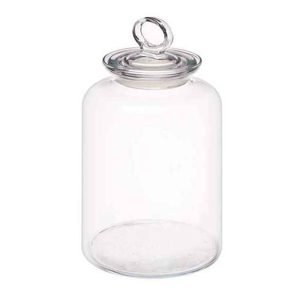 Pasabahce Snoeppot/voorraadpot Megan - 2x - 2600 ml - glas - met luchtdichte deksel - D14 x H25 cm - Voorraadpot