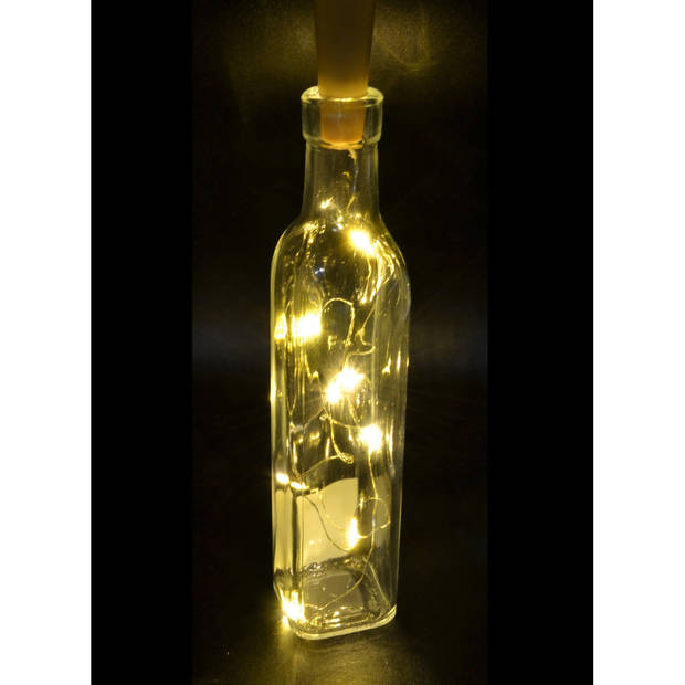 Decoratie fles - transparant - met kurk verlichting - 29,5 cm - glas - Decoratieve flessen