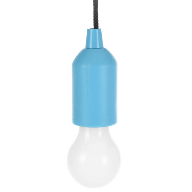 Treklamp LED licht - kunststof - blauw - 15 cm - met koord van 90 cm - Hanglampen