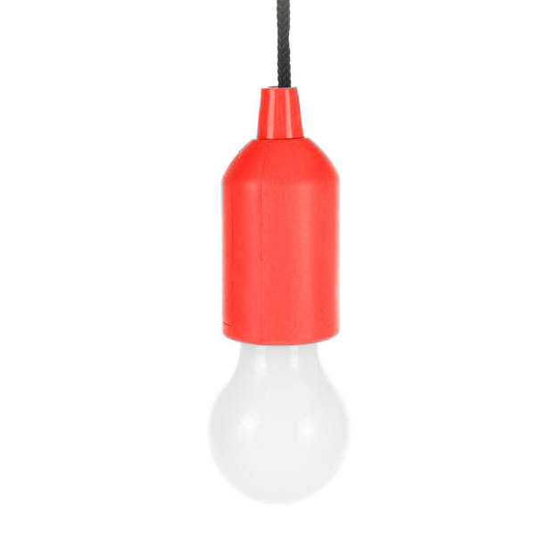 Treklamp LED licht - kunststof - rood - 15 cm - met koord van 90 cm - Hanglampen