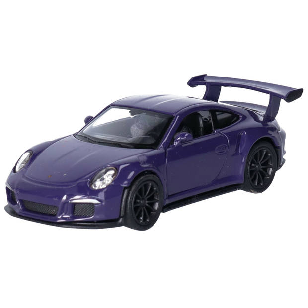 Welly Speelgoed Porsche auto - paars - die-cast metaal - 11 cm - Model 911 GT3 RS - Speelgoed auto's