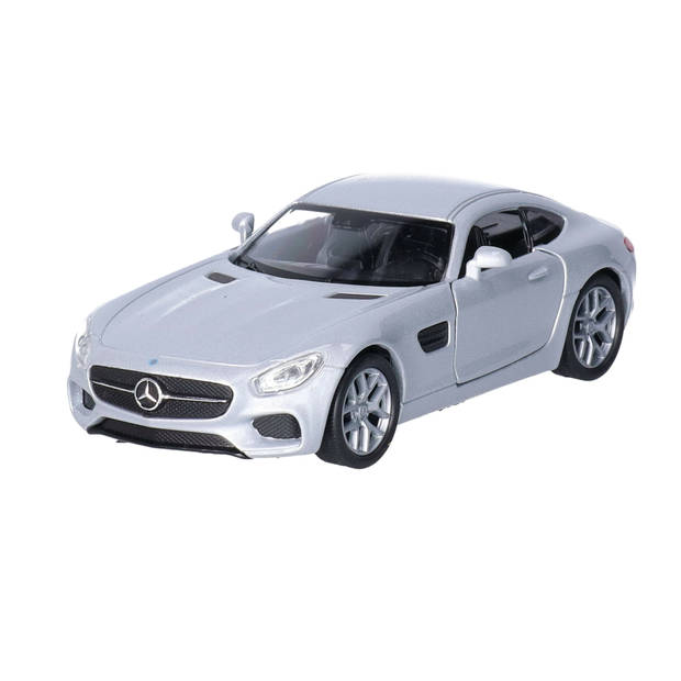 Welly Speelgoed Mercedes Benz auto - zilver - die-cast metaal - 11 cm - Model AMG GT - Speelgoed auto's