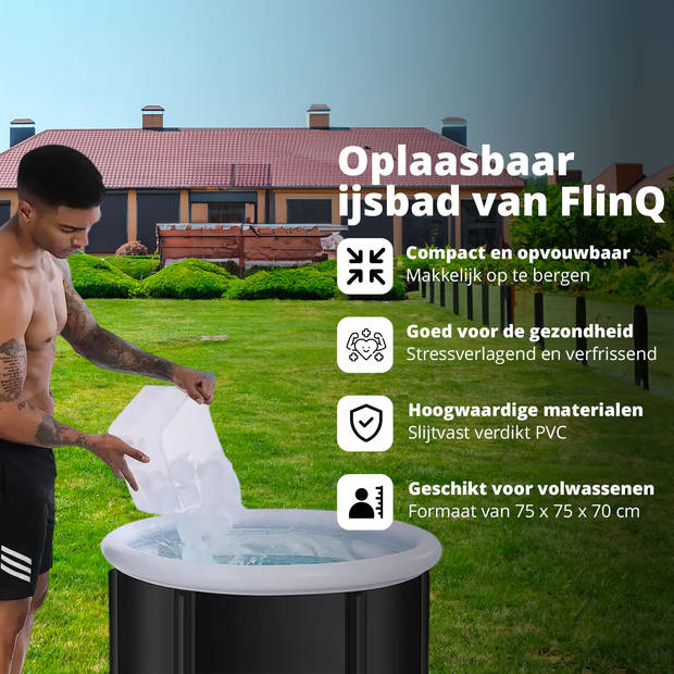 FlinQ Opblaasbaar Ijsbad - Ice Bath - Opvouwbaar Zitbad voor Volwassenen - incl afdekhoes - Zwart