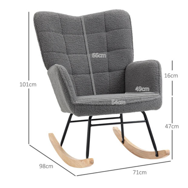 Schommelstoel - Stoelen - Meubels - Fauteuil - Donkergrijs - 71 cm x 92 cm x 101 cm