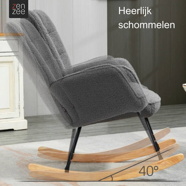 Schommelstoel - Stoelen - Meubels - Fauteuil - Donkergrijs - 71 cm x 92 cm x 101 cm