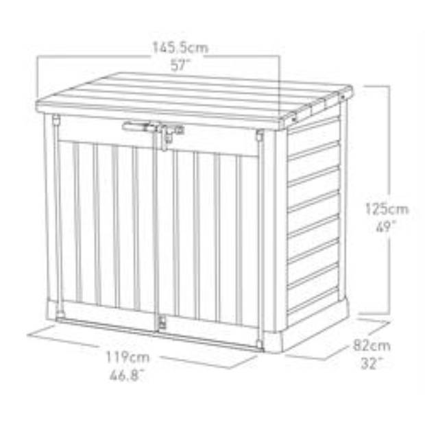 Keter Store It Out Max Opbergbox - 1200L - 145,5x82x125cm - Grijs/Zwart