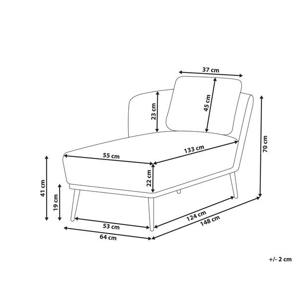 Beliani ARTHEZE - Chaise longue-Wit-Bouclé