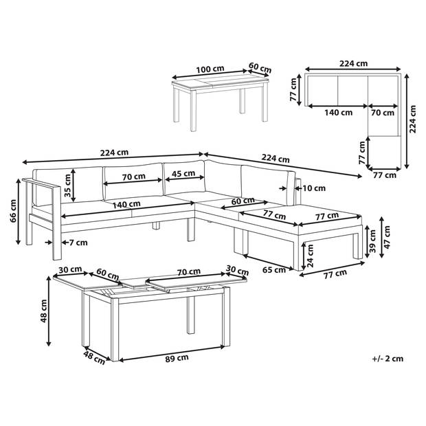 Beliani MESSINA - Loungeset-Groen-Aluminium