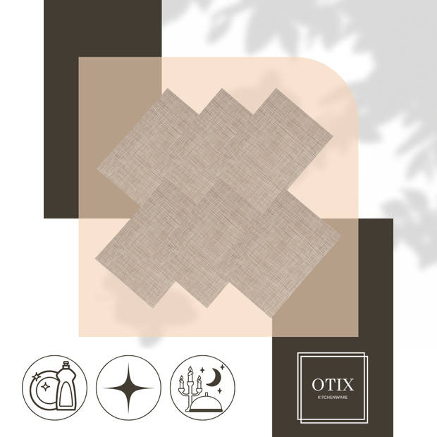 OTIX Placemats - Set van 6 - Kunststof - Rechthoekig - Beige - Onderleggers - 50x35cm