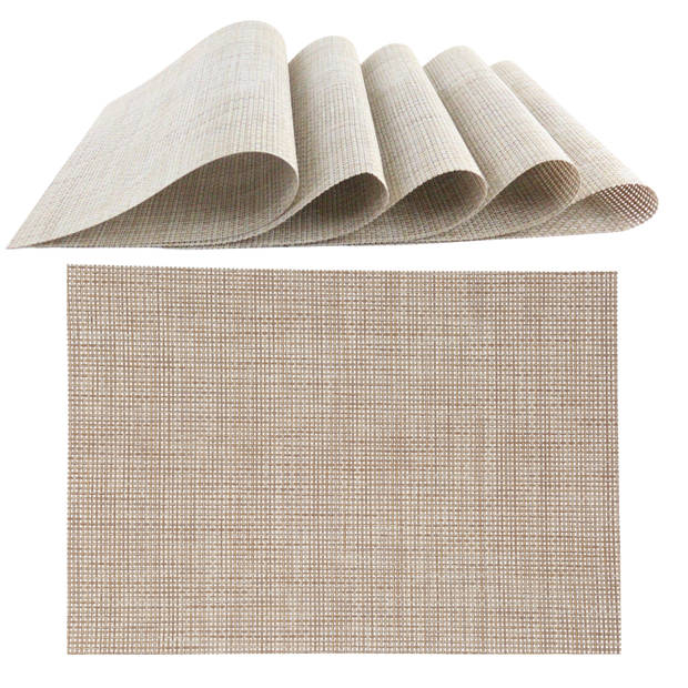 OTIX Placemats - Set van 6 - Kunststof - Rechthoekig - Beige - Onderleggers - 50x35cm