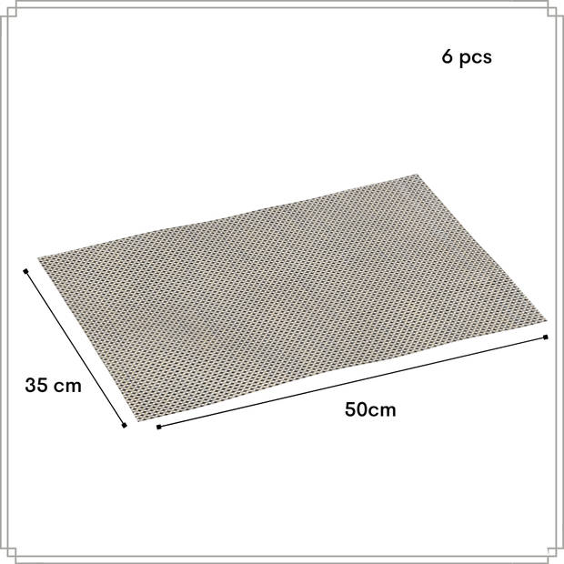 OTIX Placemats - Set van 6 - Kunststof - Rechthoekig - Zwart - Wit - Onderleggers - 50x35cm