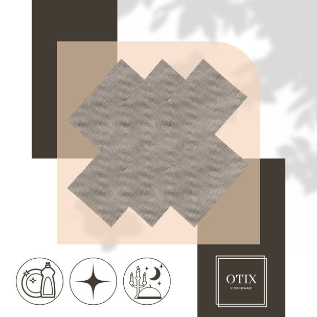 OTIX Placemats - Set van 6 - Kunststof - Rechthoekig - Zwart - Wit - Onderleggers - 50x35cm