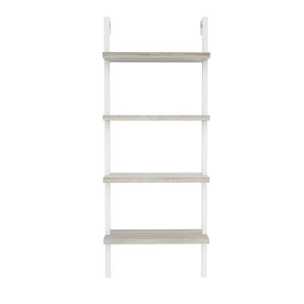 Wandrek ladder boekenkast Stoer - industrieel metaal hout - 152 cm hoog - wit