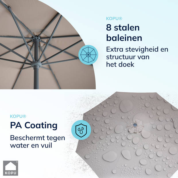 Kopu® Madrid 350 cm Grote Parasol Rond met Beschermhoes - Taupe