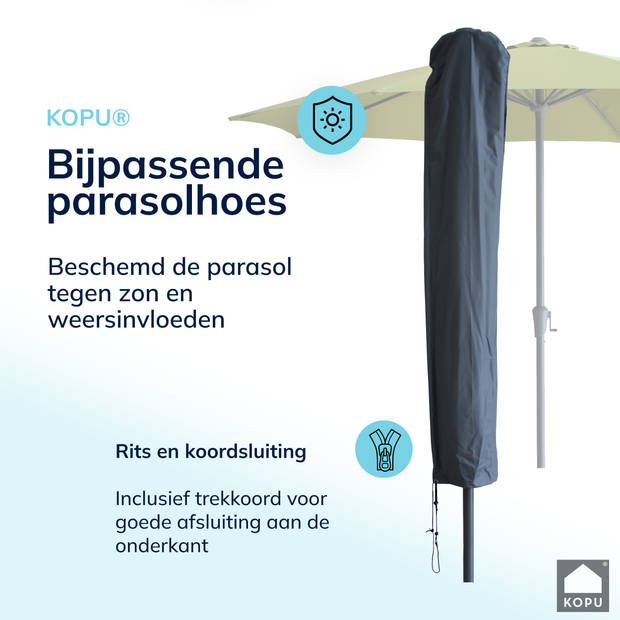 Kopu® Madrid 350 cm Grote Parasol Rond met Beschermhoes - Olijfgroen