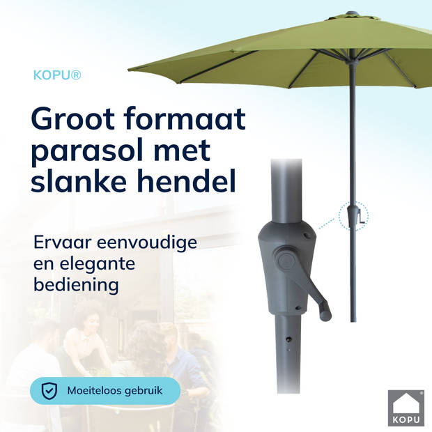 Kopu® Madrid 350 cm Grote Parasol Rond met Beschermhoes - Olijfgroen