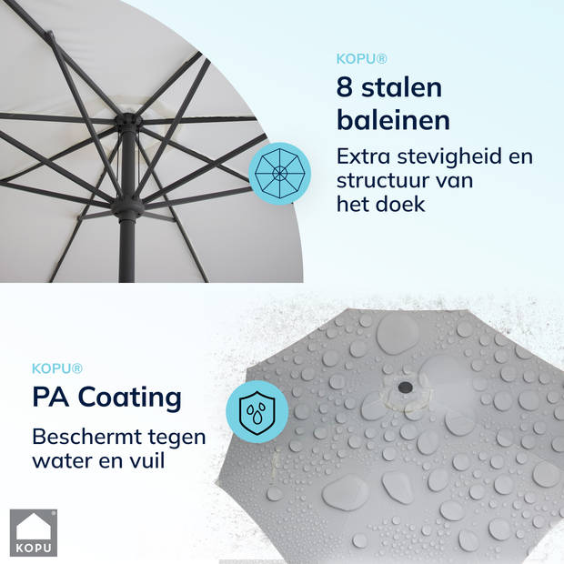 Kopu® Madrid 350 cm Grote Parasol Rond met Beschermhoes - Creme