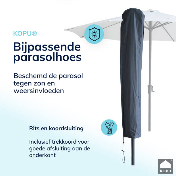 Kopu® Madrid grote Parasol Rond 350 cm met Beschermhoes en Parasolvoet - Creme