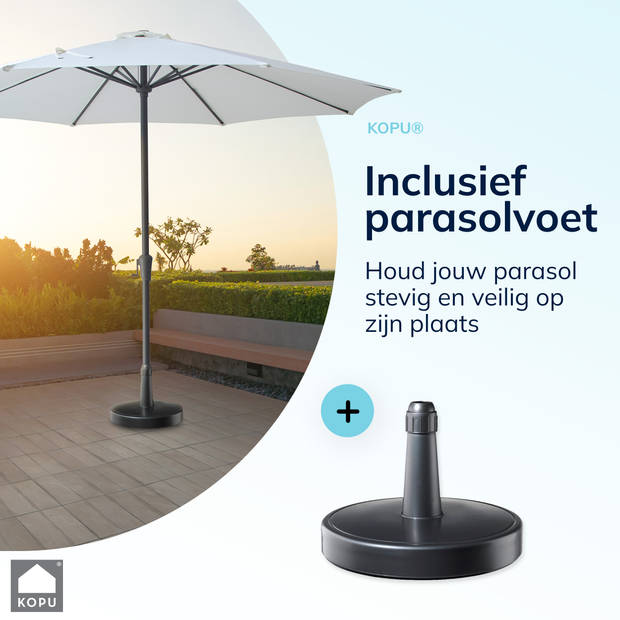 Kopu® Madrid grote Parasol Rond 350 cm met Beschermhoes en Parasolvoet - Creme