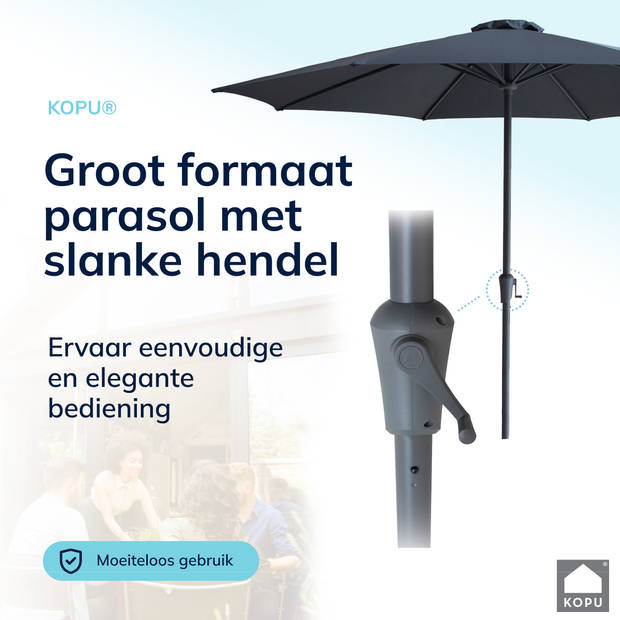 Kopu® Set Madrid 350 cm Grote Parasol Rond met Beschermhoes en Parasolvoet - Grijs