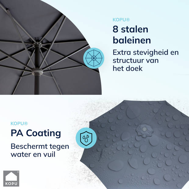 Kopu® Madrid 350 cm Grote Parasol Rond met Beschermhoes - Grijs