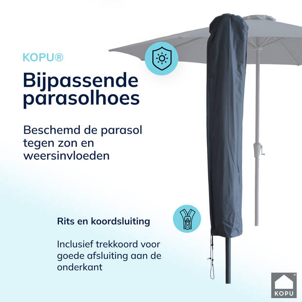 Kopu® Madrid 350 cm Grote Parasol Rond met Beschermhoes - Grijs