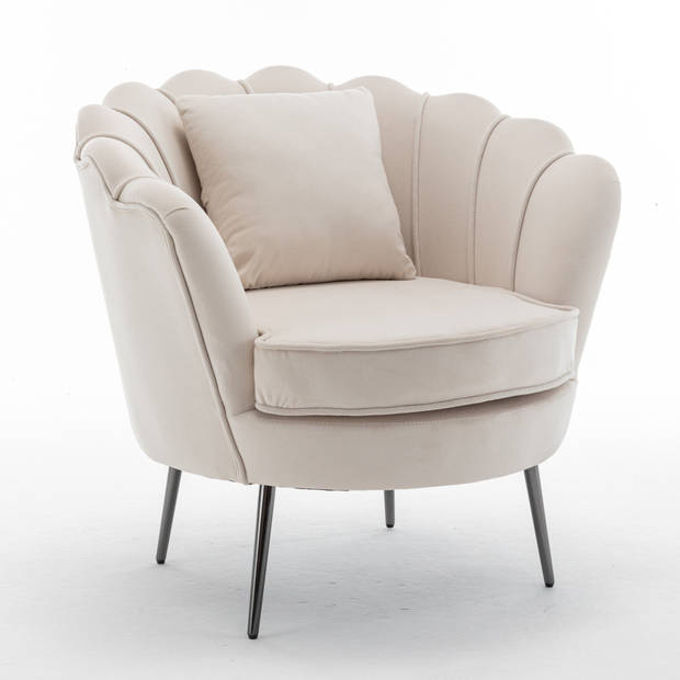 Fauteuil zitbank 1 persoons stoel Anna velvet creme bankje