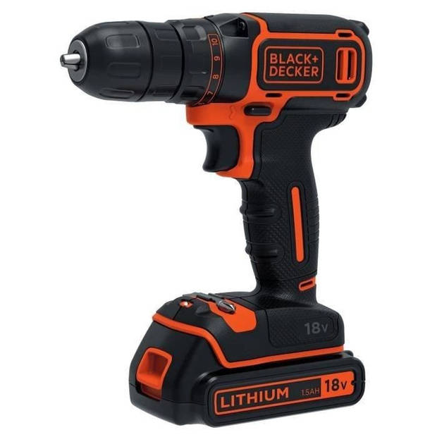 BLACK & DECKER Lithium-accuboormachine 18V - 2 batterijen - Box 160 accessoires -BDCDC18BAST-QW