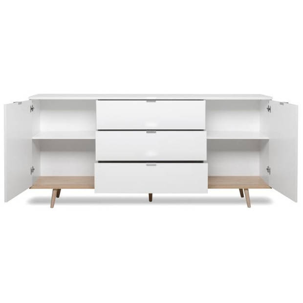 GÖTEBORG Laag dressoir - Scandinavische stijl - Eiken en wit decor - L 180 cm