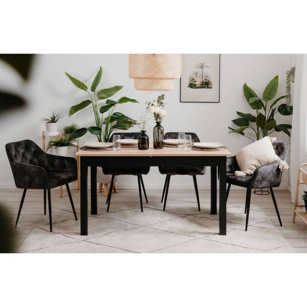 Uitschuifbare tafel Coburg + 1 verlenging 40 cm - industriële stijl - Chene Artisan/noir- 10 mensen - L 137-177 x H 76,5