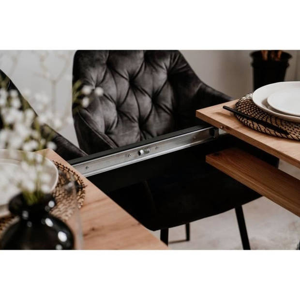 Uitschuifbare tafel Coburg + 1 verlenging 40 cm - industriële stijl - Chene Artisan/noir- 10 mensen - L 137-177 x H 76,5