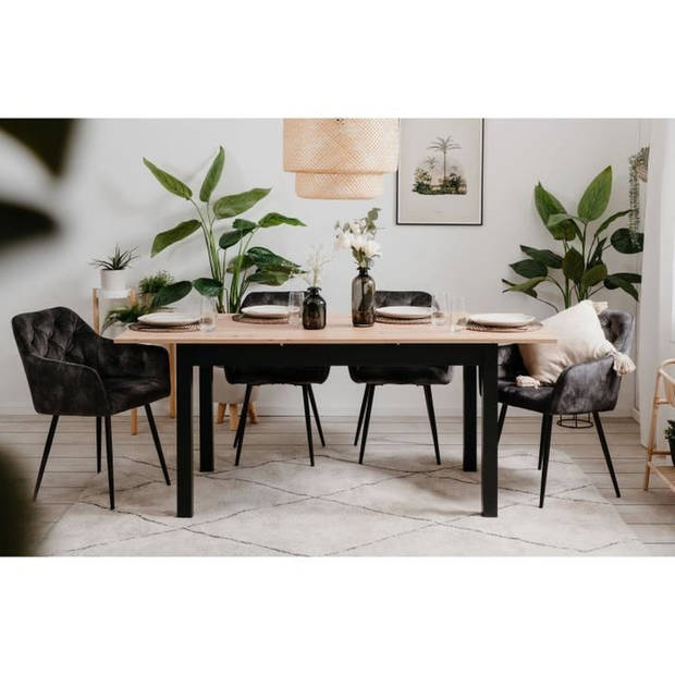 Uitschuifbare tafel Coburg + 1 verlenging 40 cm - industriële stijl - Chene Artisan/noir- 10 mensen - L 137-177 x H 76,5