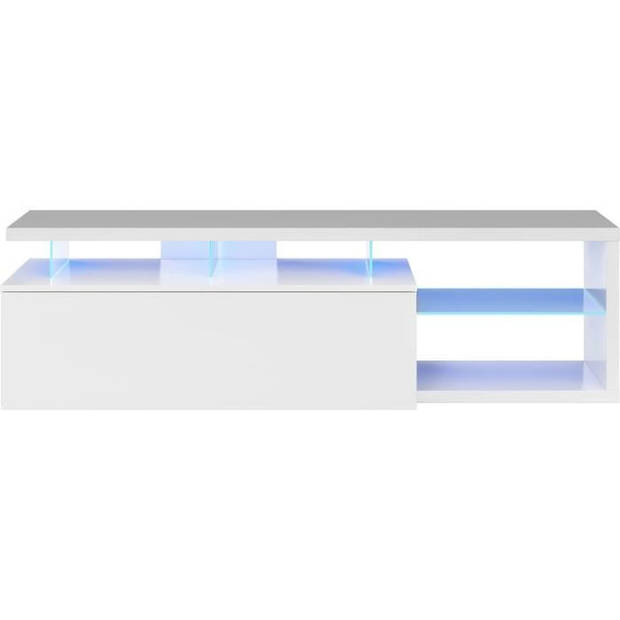 LEDD TV-meubel met moderne witte LED en glazen planken - L 150 cm