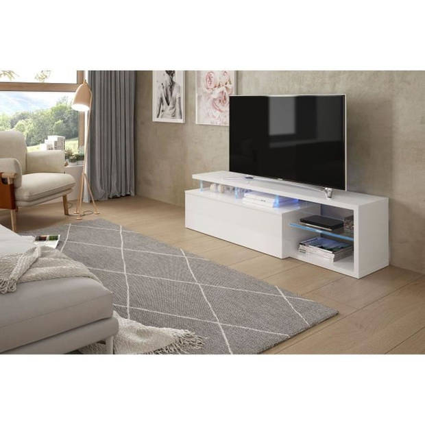 LEDD TV-meubel met moderne witte LED en glazen planken - L 150 cm